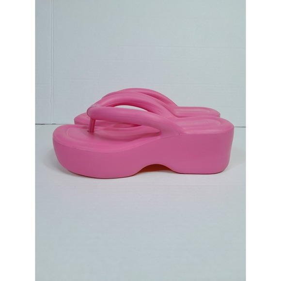 Melissa Free People Platform Sandals Pink Got A Text Thong Vacay Boho Sz 6 Wmn - Picture 1 of 9